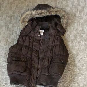 Charlotte Russe brown quilted hooded vest size Lg